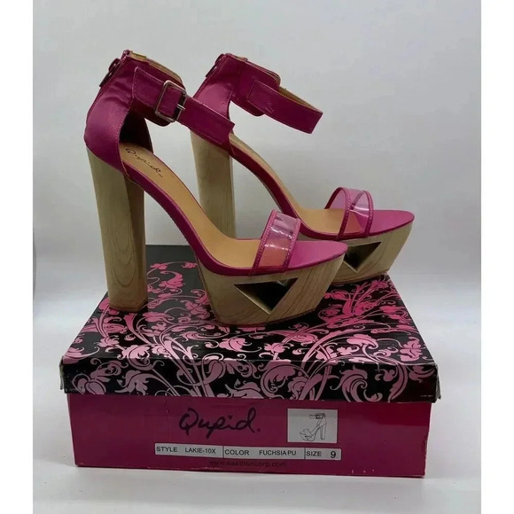 Qupid Fuchsia‎ PU 6” Platform High Heels Pumps Women’s Size 9 Lakie-10X - Picture 2 of 7